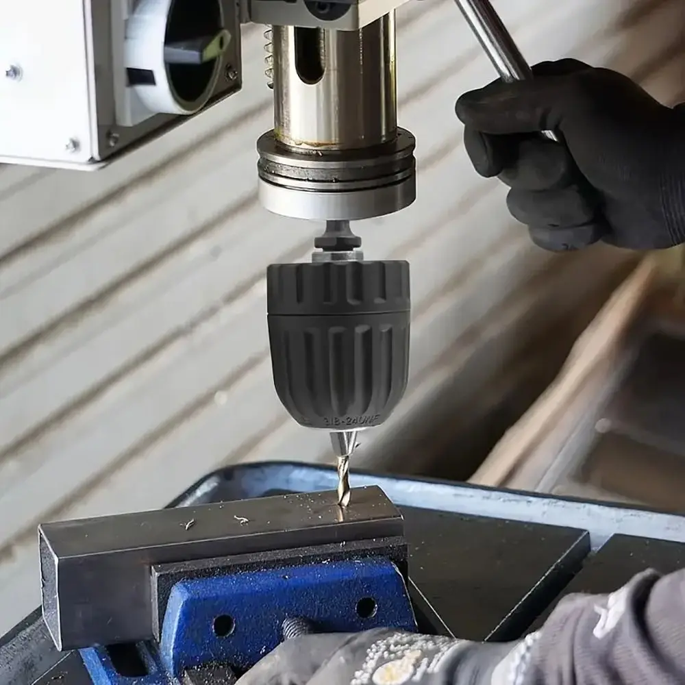 

1Pcs 0.8-10mm Keyless Drill Chuck 3/8" to 24UNF Thread 1/4" Hex Shank Quick Change Adapter Quick Connection Steel