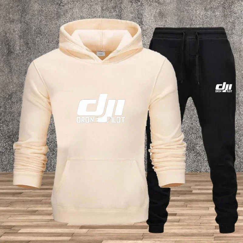 2025 Men's printed casual hooded sweatshirt, street jogging sweatshirt set, 2-piece fitness and sportswear set in s-xxxl size