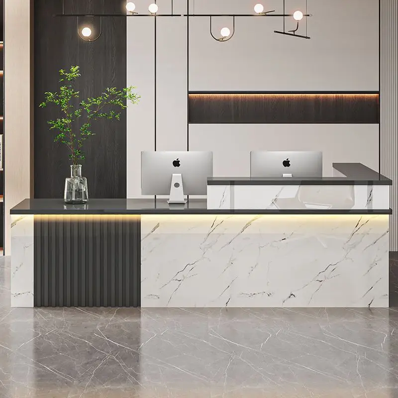 مكاتب استقبال مطعم Led تصميم عيادة كبيرة مكاتب استقبال أمامية حديثة أمين الصندوق أثاث Biurko Do Recepcja الفاخر