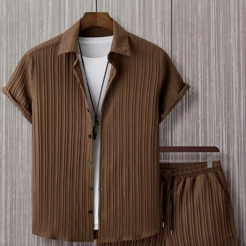 2026 Sommer Neuheit Herren 2-teiliges Set Kurzarmhemd & Shorts – Leicht, Atmungsaktiv, Lässig, Streetwear, Trendig für Alltag & Urlaub – Detail 3