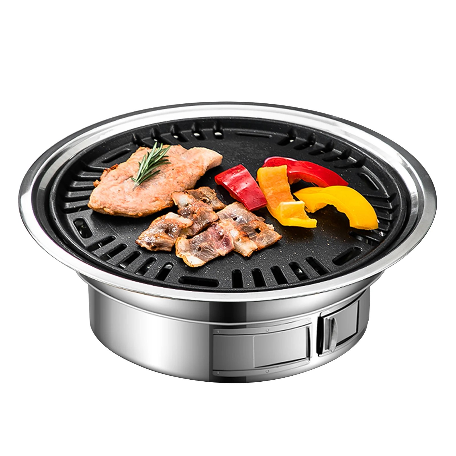 Charcoal Grill Non-stick Korean Barbecue Grill Stove Portable Stainless Steel Outdoor Camping Cooking BBQ Charcoal Grill Stove