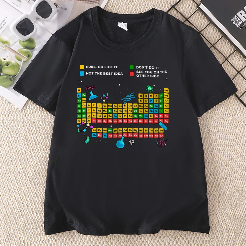 Can I Lick It Periodic Table T-Shirt Sarcastic Funny Science Gift for Teacher T Shirt Men Women Cotton Short Sleeve Printed Tees