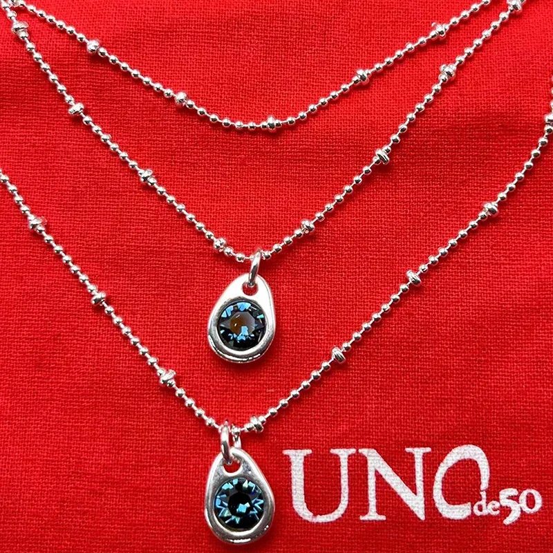 UNOde50-collar de tres capas con piedras preciosas de alta calidad para mujer, bolso de regalo de joyería romántica, tendencia de moda superventas de España, novedad de 2023