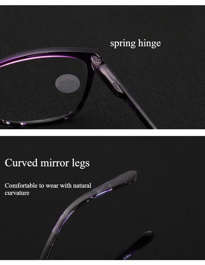 Bunte Progressive Multifokale Lesebrille Frühling Brillen Beine Geeignet Frauen Anti Blau Licht Presbyopie Brillen – Detail 9