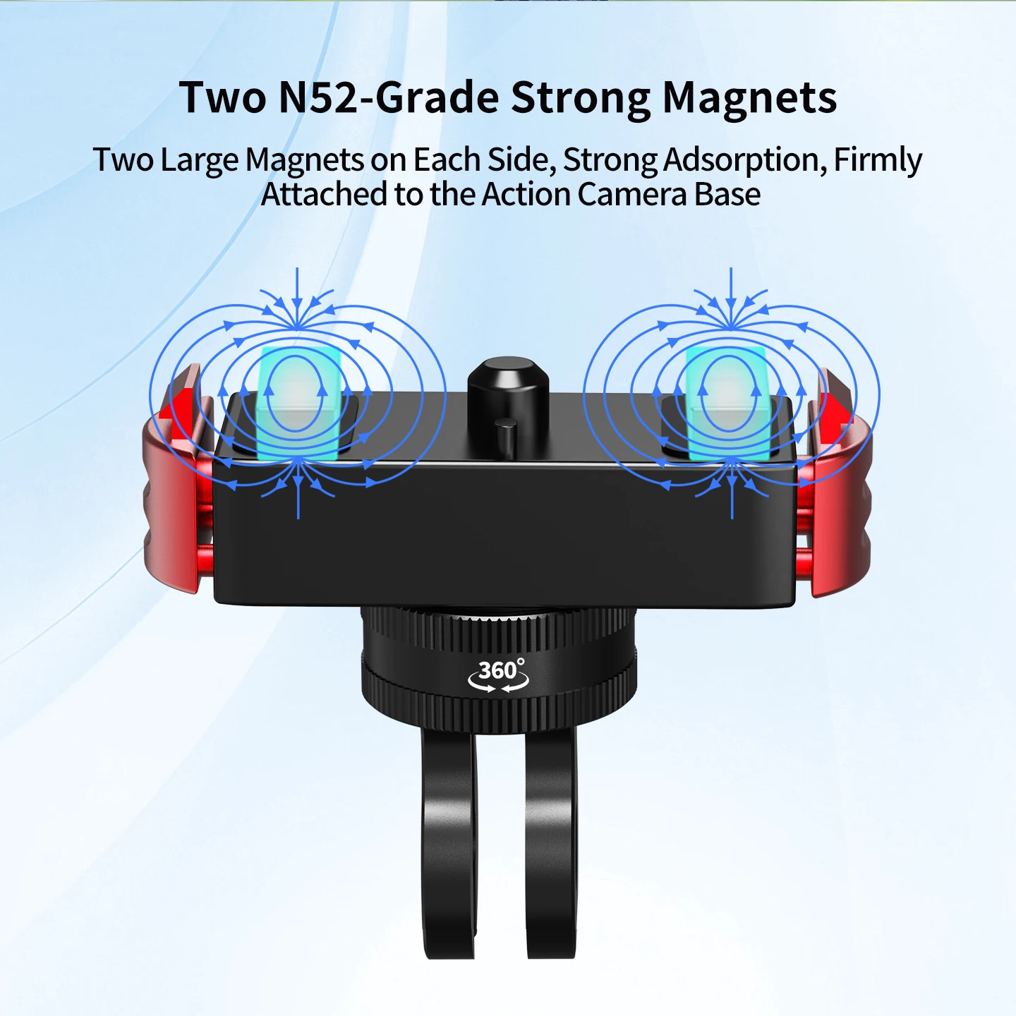 Magnetische Action-Kamera-Halterung für GoPro Hero 8 9 10 11 12 13 Action 360 Drehbare Aluminium-Schnellwechselhalterung für Radfahren und Vlogging – Detail 7