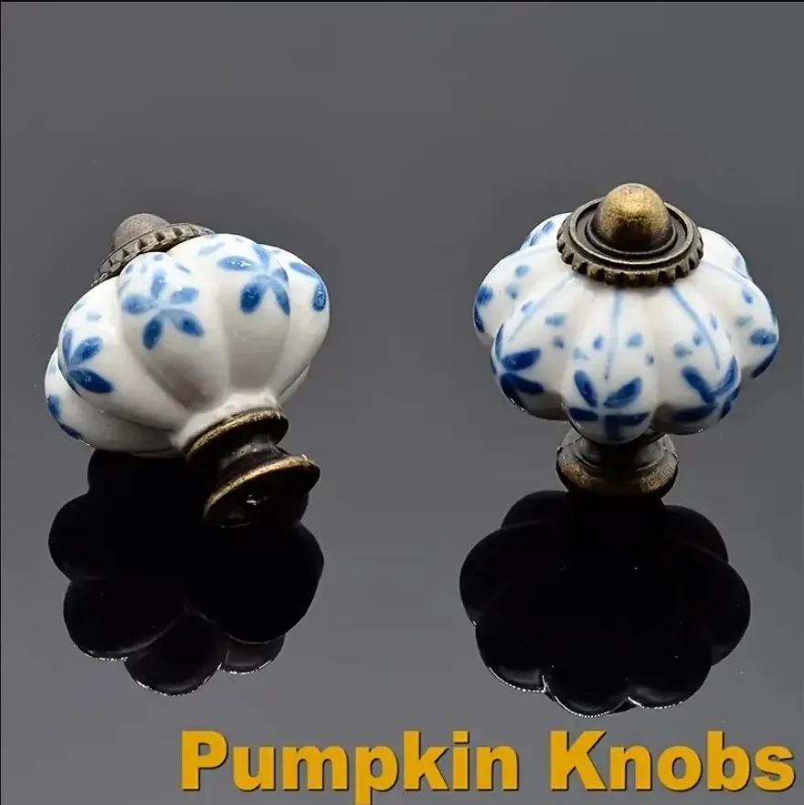 Pegangan pintu kabinet kamar anak-anak pegangan tarik keramik labu pola pedesaan pegangan pintu Retro Eropa