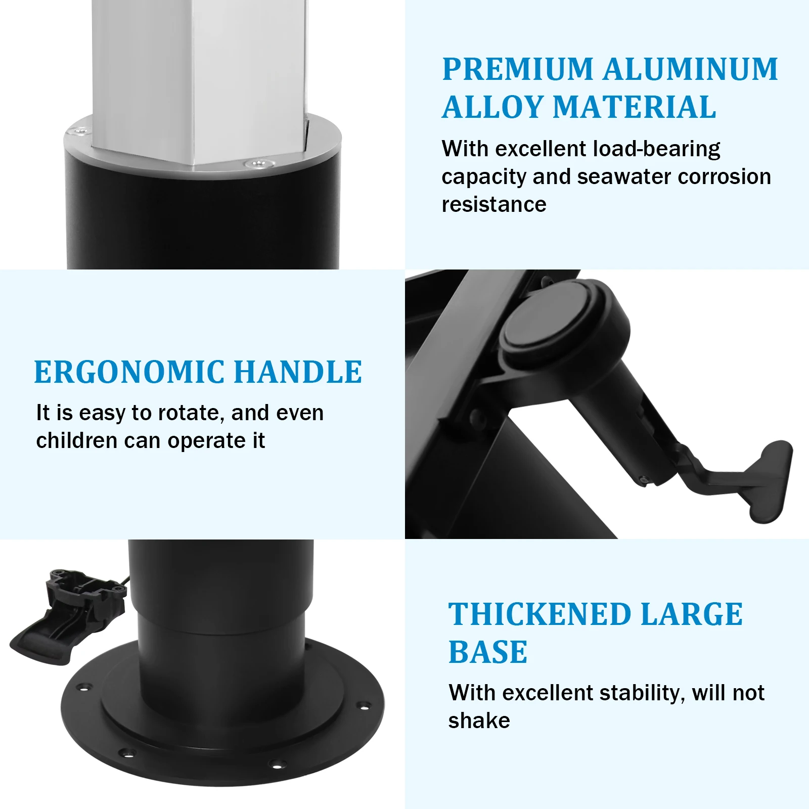 إطار طاولة RV للرفع الهوائي بزر واحد، نطاق 33.5-73.1 سم، رفع سريع، قابل للتعديل بأربعة اتجاهات، مناسب لطاولة اليخوت RV