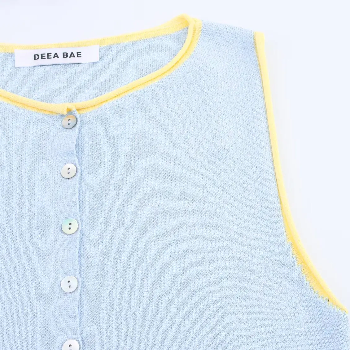 Nine Zar 여성용 패치 워크 컬러 Blo 니트웨어 Svel 탑 베스트 5802030 레이어드 디자인 라운드 Ne 싱글 버튼 클로저