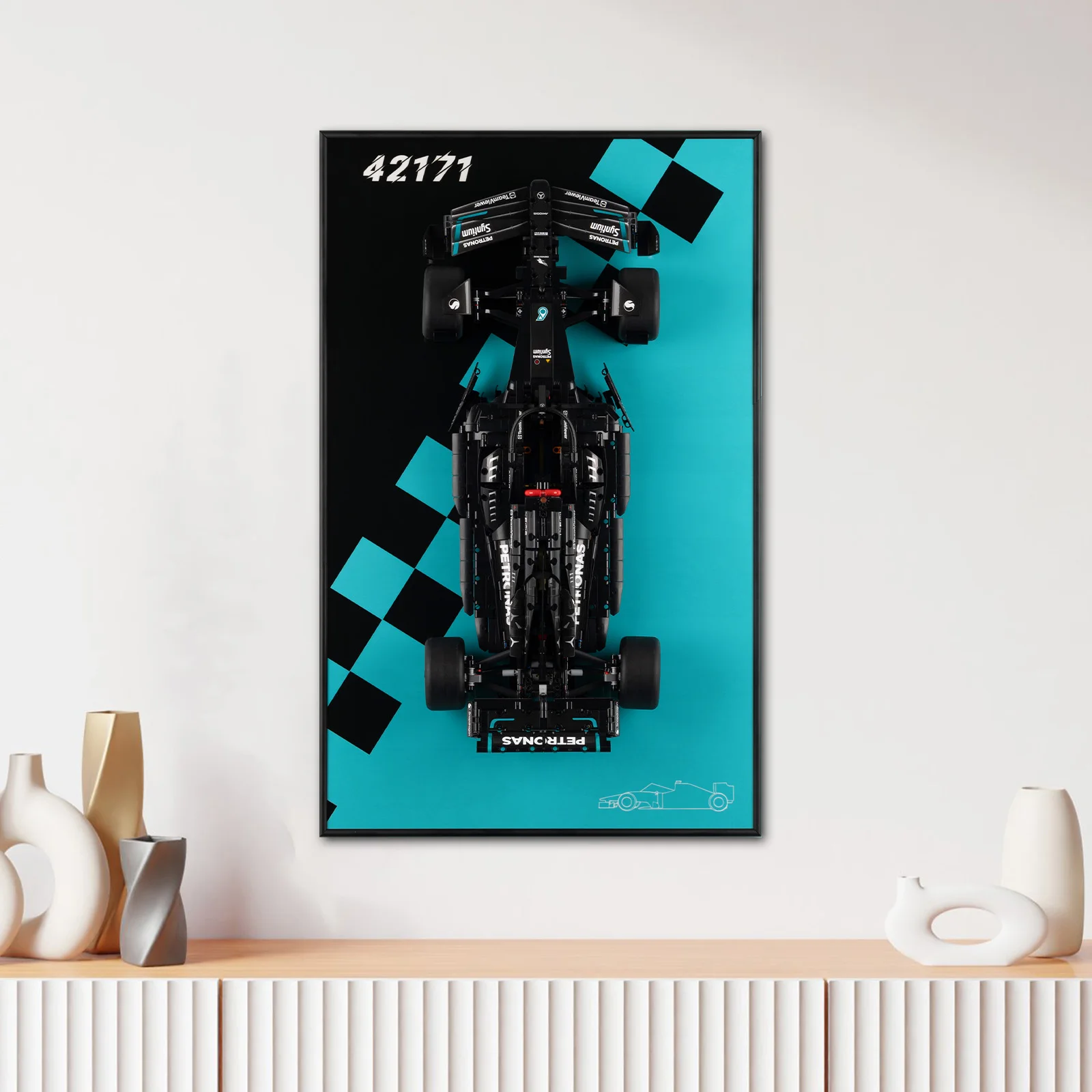 Display Wallboard for Lego Mercedes-AMG F1 W14 E Performance 42171 Adult Collectible Car Wall Mount Building Blocks Photo Frame