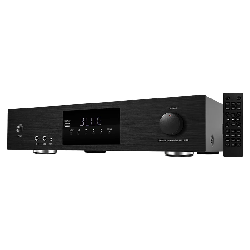 

4-Channel 800W Powerful HI-FI Digital Audio Amplifier A/B Two Zone Design Aluminum Alloy For Home Commercial Use HD KTV-600