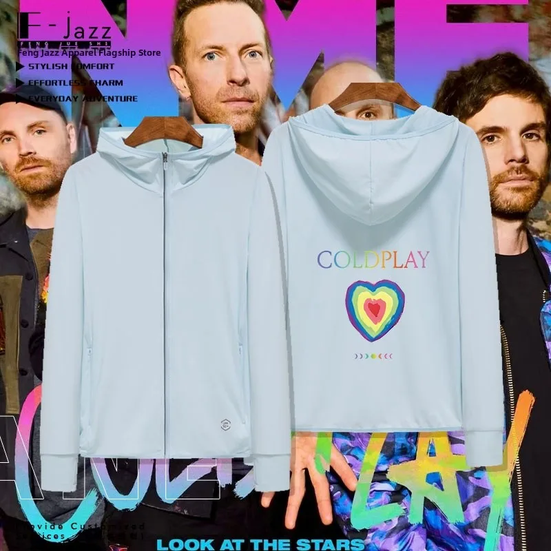 

Мужская модная солнцезащитная одежда Cool Play Ro Band Concert Rainbow Love Heart Ice Silk Jaet Qui Dry Sun Protection Clothing