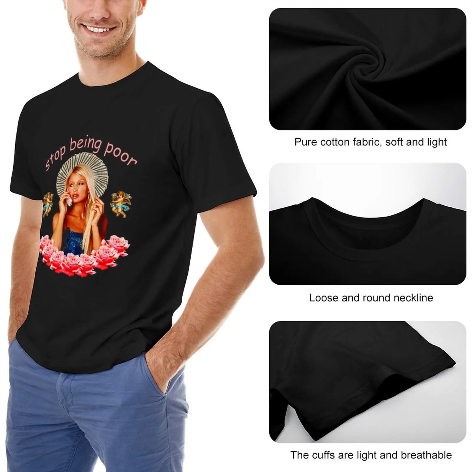 man t shirt summer top Paris Hilton 'Stop Being Poor' T-Shirt graphics t shirt tops sweat shirt mens graphic cotton teeshirt