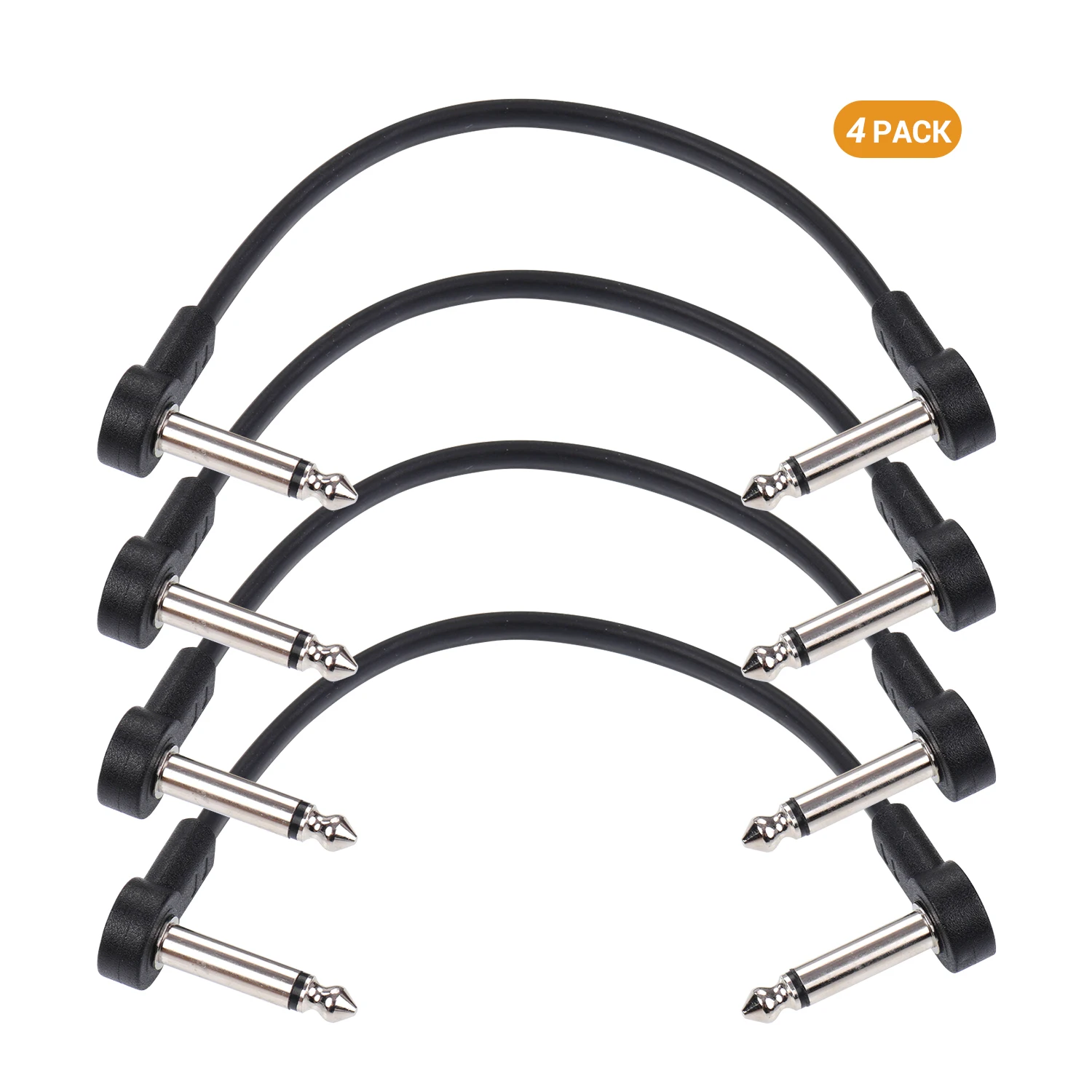 Ggiant AC-8 Guitar Effect Pedal Flat Patch Cables 6 Inch Length with 1/4 Inch Right Angle Connectors Patch Cable Kit 4 Packs