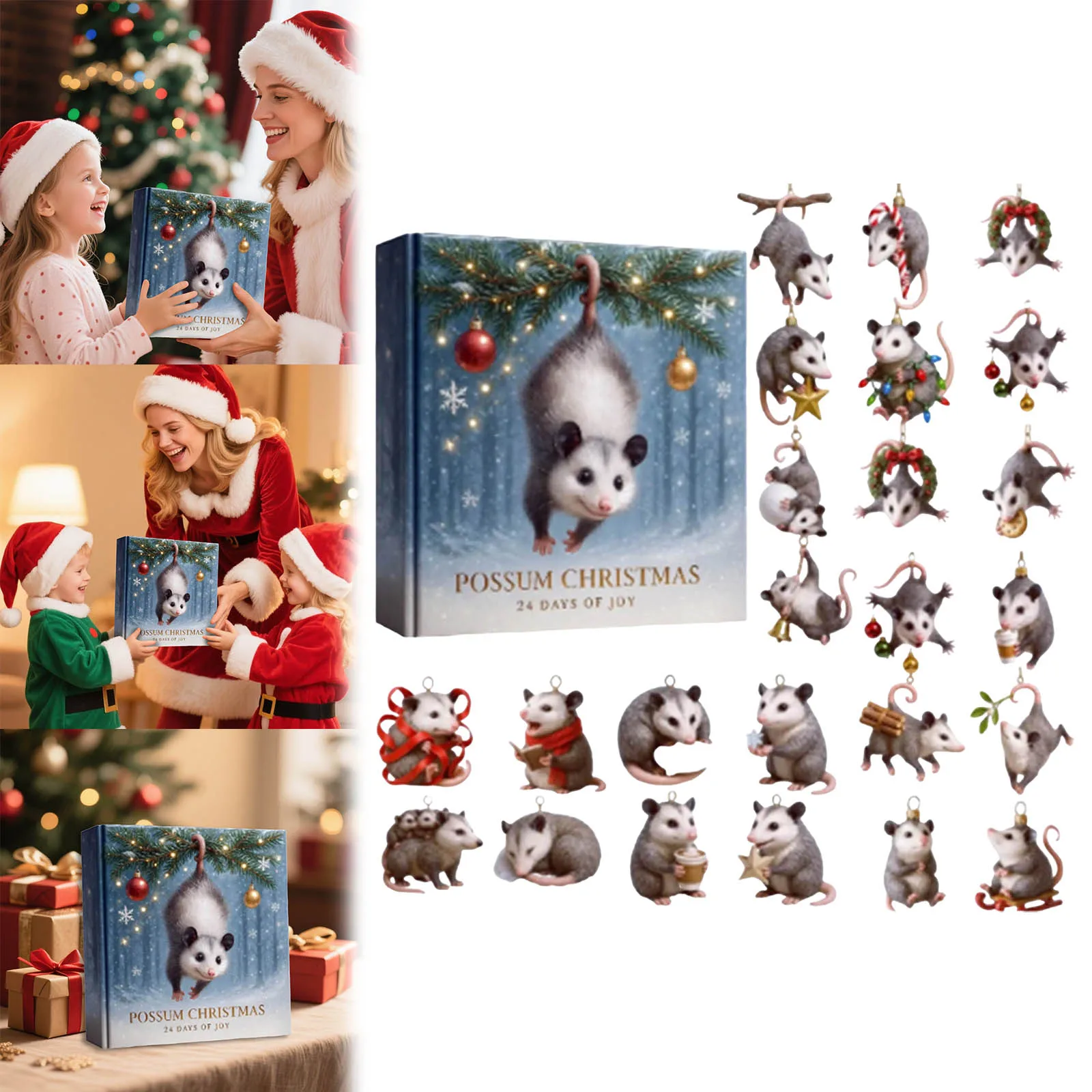 Lumières de fenêtre de Noël à piles avec minuterie Calendrier de vacances 2025 contenant 24 pendentifs en acrylique Chronomètre avec minuterie