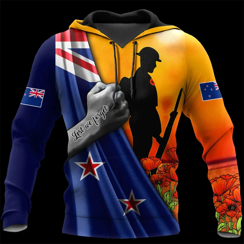 

Honor And Respect Day New Zealand And Australia Soldier Hoodies For Men Fashion Street Pullover Sweatshirt Women Kid Coat Clothe