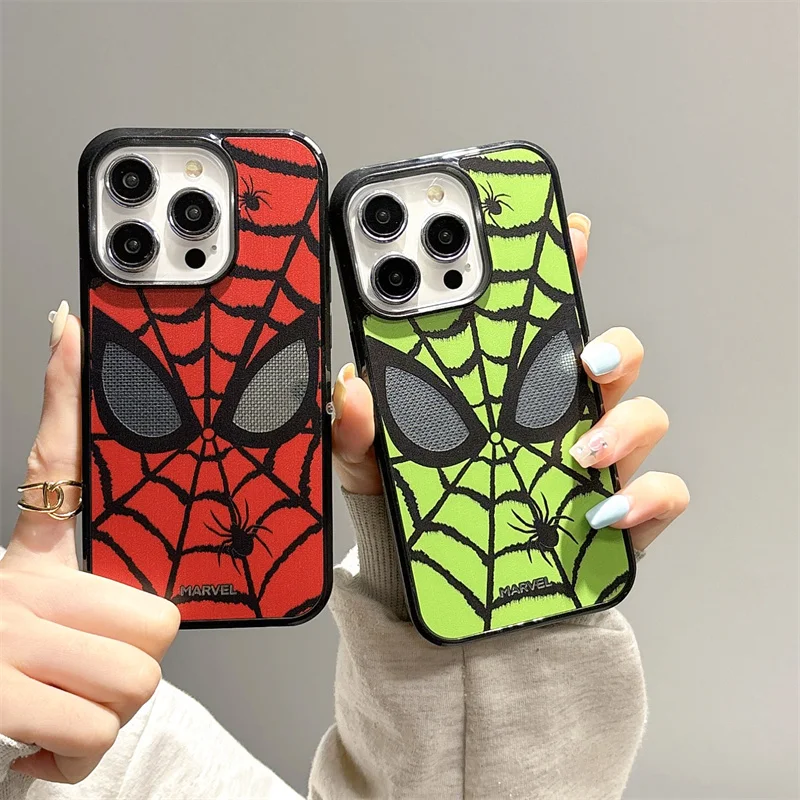 Luxury Marvel Spider-Man Spiderman Phone Case for iPhone 16 15 14 13 12 11 Pro Max Plus 12mini 13mini Mirror Wayne Cover Funda