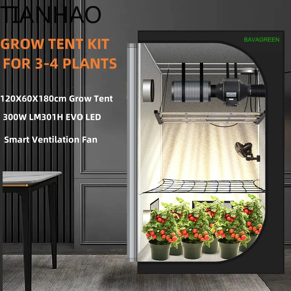 . 120x60x180 سنتيمتر Growzelt مجموعة كاملة 300 واط سامسونج LM301H EVO LED مصباح النبات الدفيئة تزايد خيمة عدة مع مروحة ذكية