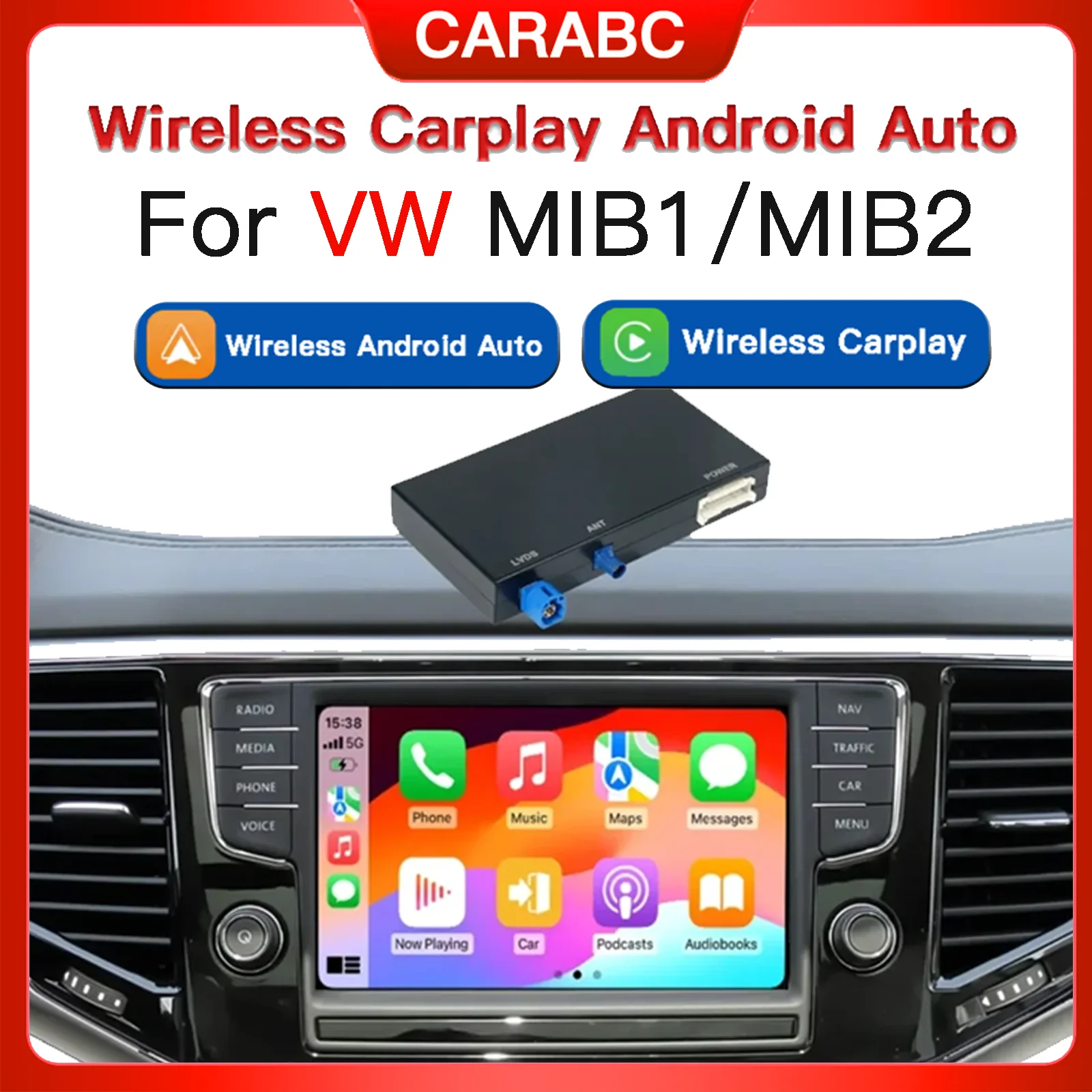 Wireless Carplay Android Auto Module For VW Volkswagen Skoda Octavia A5 Golf 7 Polo Passat B8 Mirror Link MIB MIB2 decoder Box