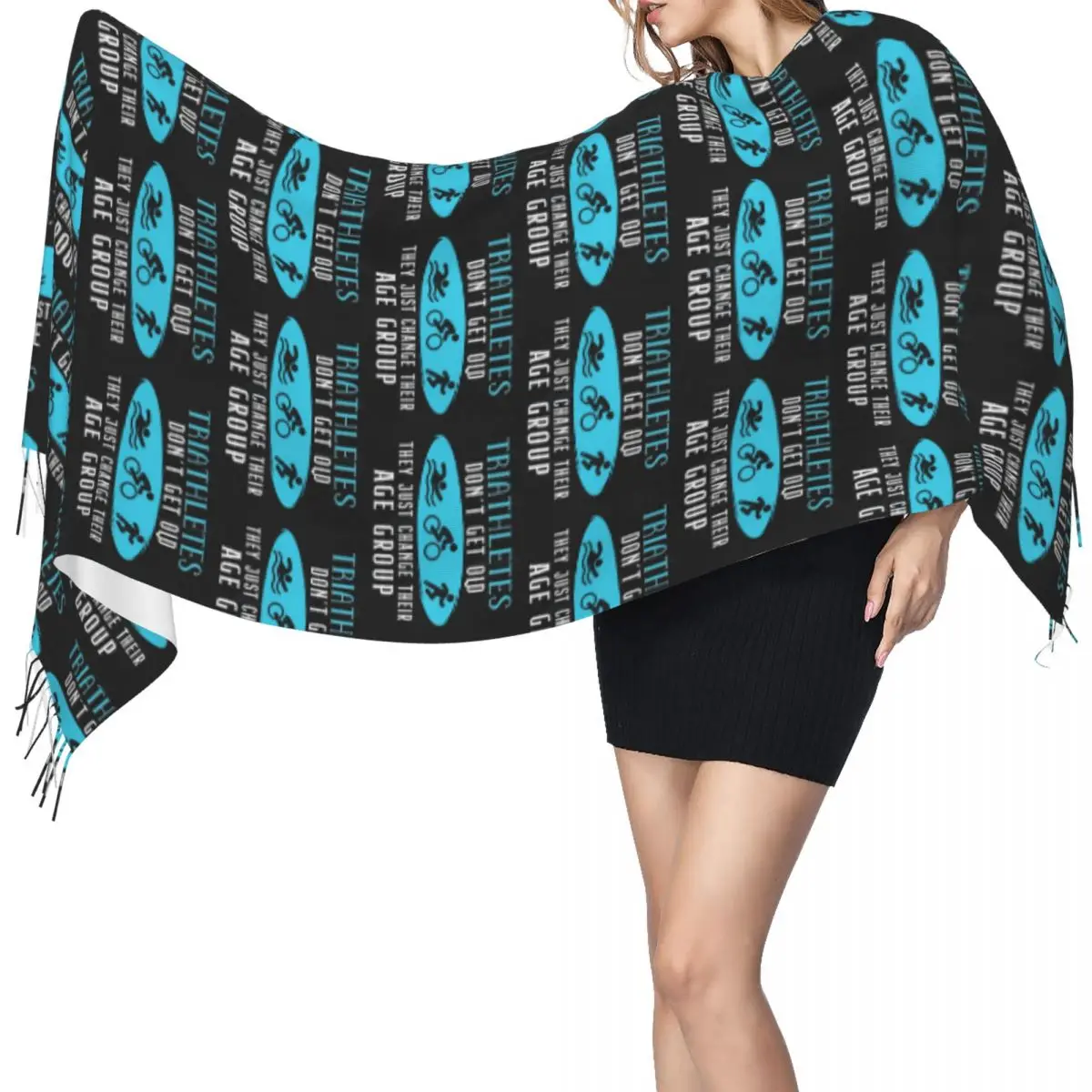 

Шарф для триатлона, плавания и езды на велосипеде, шарфы с кисточками, женские мягкие теплые шали и накидки, длинная осенне-зимняя шаль