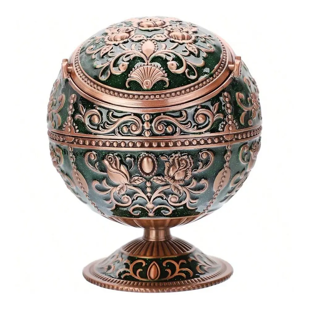 

Портативная металлическая пепельница с крышкой для сигарет, устраняющая запахи, для дома и улицы, с ручной гравировкой, узорчатая, для мужчин и женщин, нефритовая