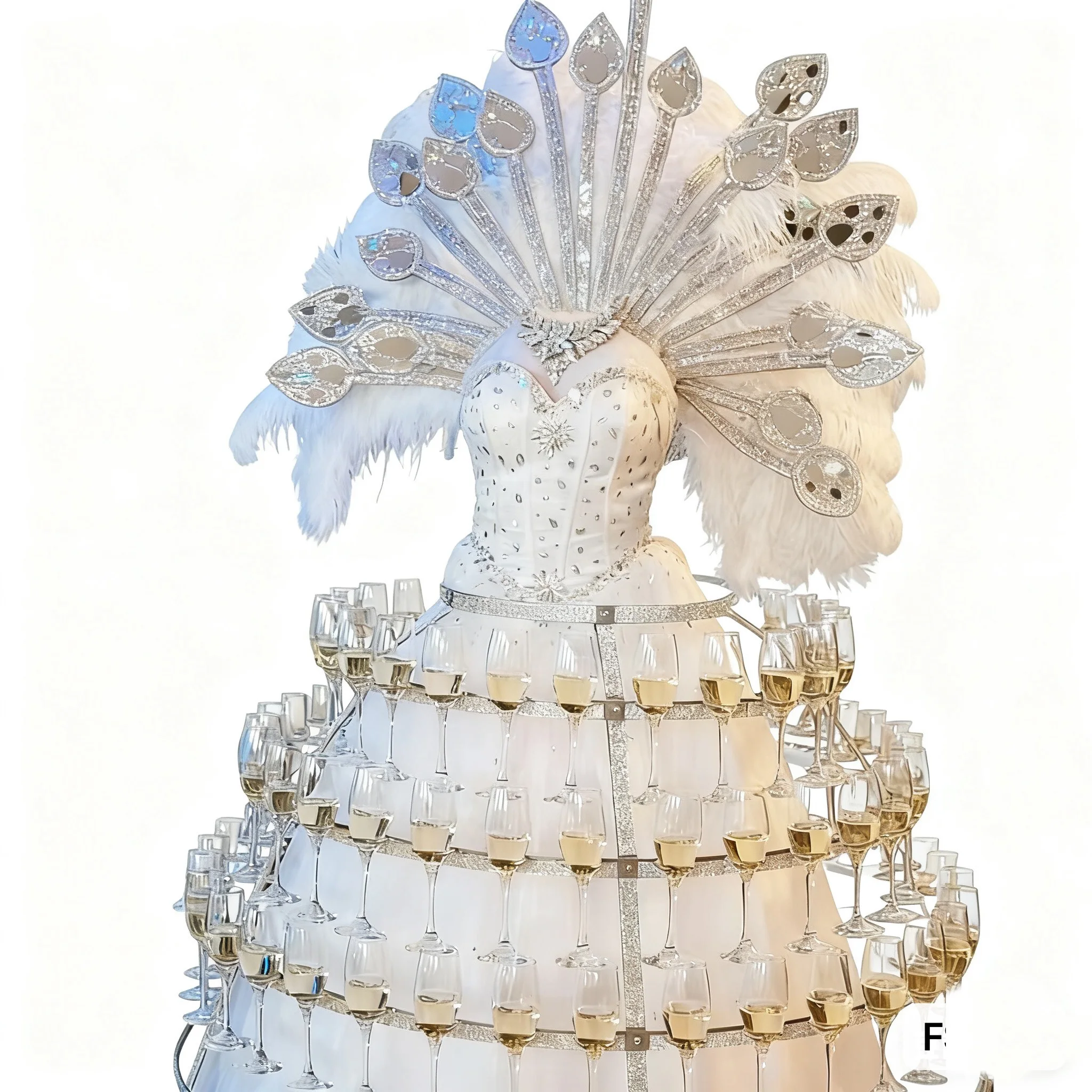 FSDKX Display Rack Stainless Steel Champagne Skirt Holder Glass for Wedding Event Decoration