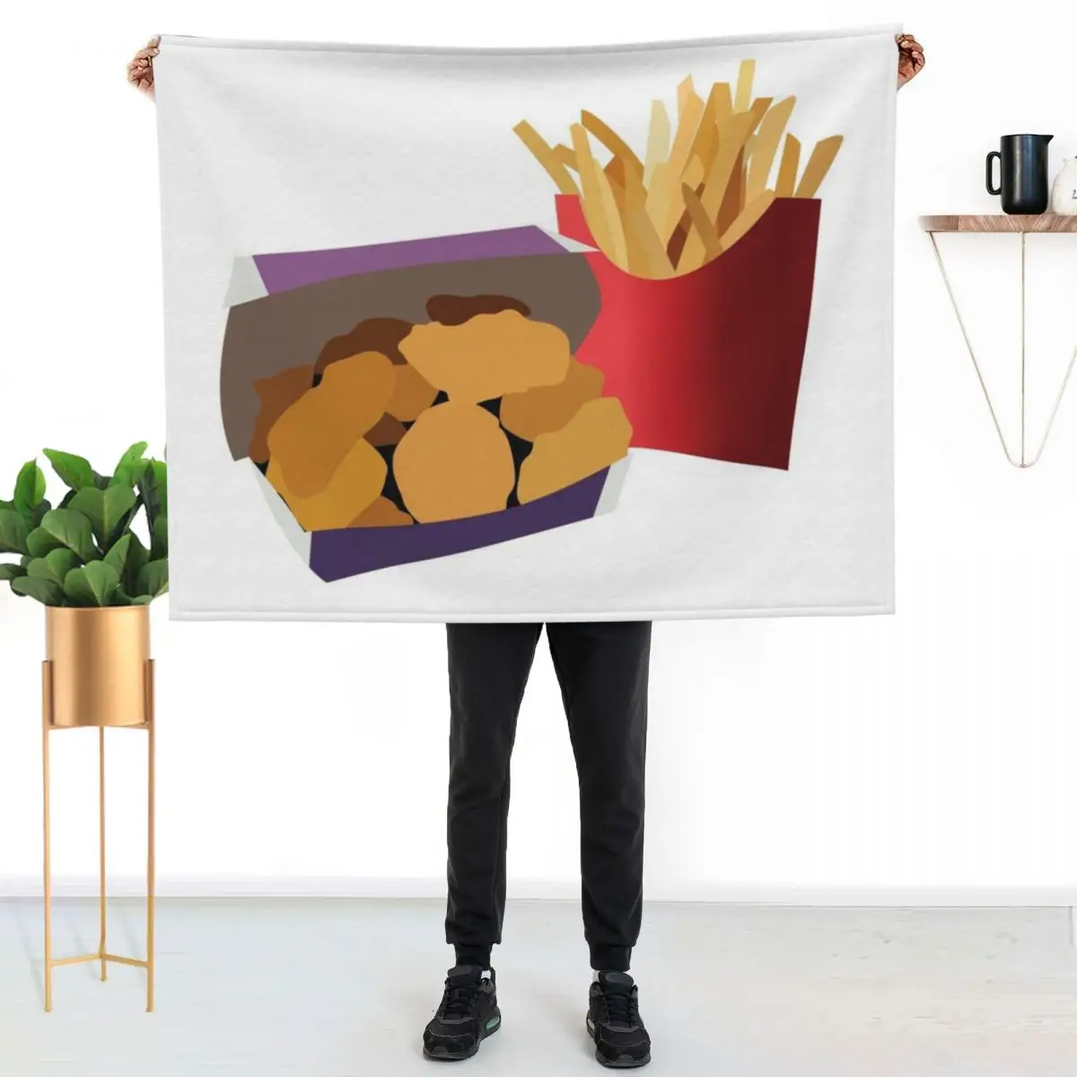 

Chicken Nuggets and Fries Throw Blanket Fluffy Cozy Throw Blanket for Home Decor