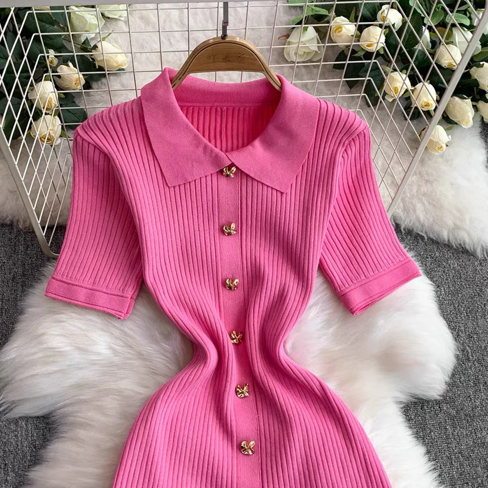 YuooMuoo فستان نسائي 2025 أوائل الخريف أنيق مرقع محبوك فستان ماكسي ماركة سيدة الموضة قميص سترة فستان طويل Vestidos #6