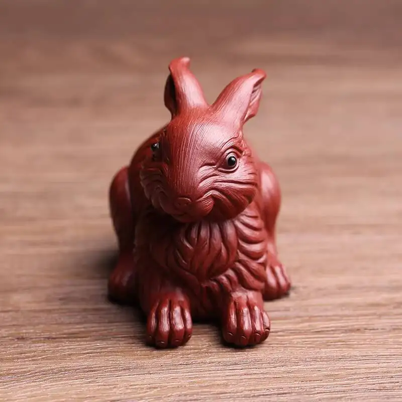 Yixing Purple Clay Pet Ornament Rabbit, Masterfully Handcrafted, Accessory, Kung Fu Set Decoration, Premium Quality, Can Be Used