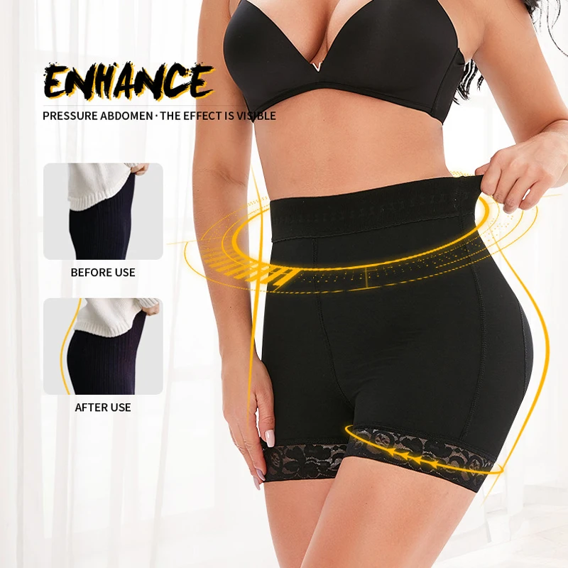 Women High Waist Butt Lifter Shorts Shaper Tummy Control Panties Sexy Lace Boyshort Hip Enhancer Booty Big Buttock Plus Size