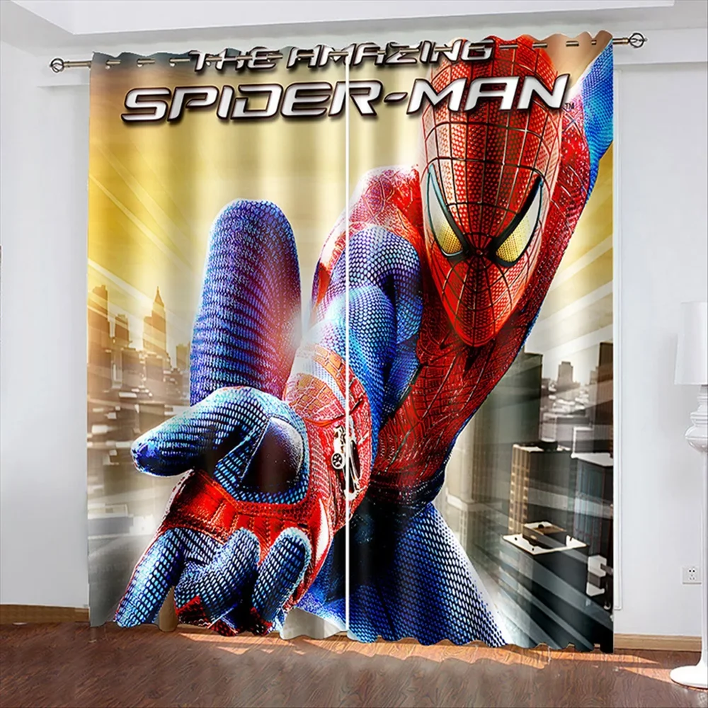 Cute Cartoon Spiderman Pattern Window Curtains Blackout Curtain for Bedroom Home Decoration Child Gift 160X184CM