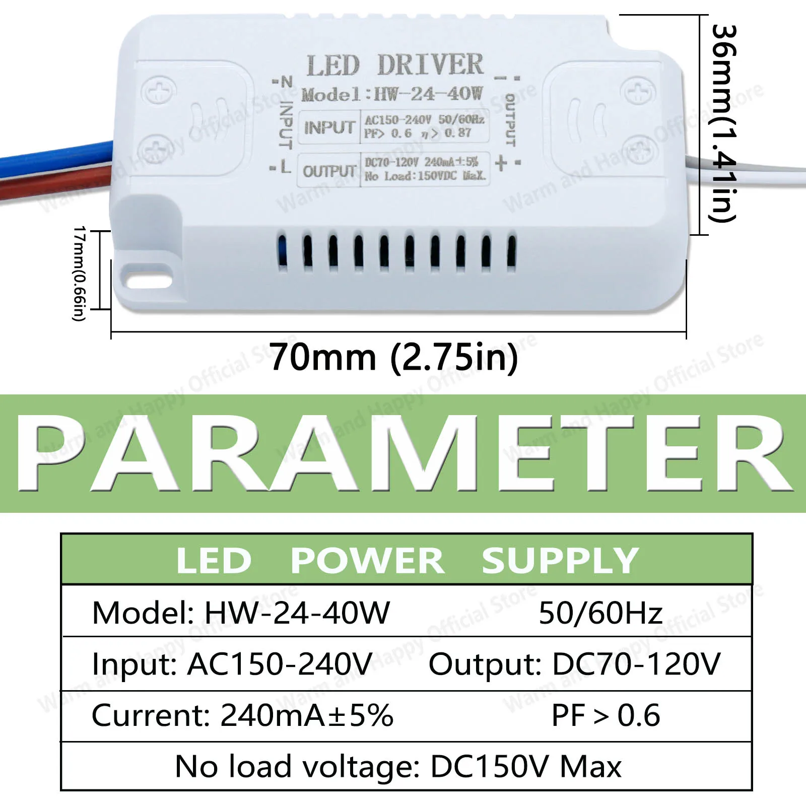 8-24W/24-40W/40-60W/60-80W AC220V シーリングライト モノクロドライブ 240mA 家庭用 LED 定電流ドライブ電源