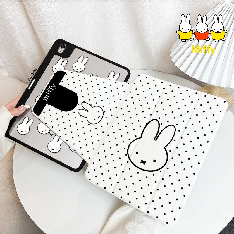 Funda para Tablet Kawaii Miffy con 720 °   Funda Protectora Giratoria para iPad 2026 9/10/11 MINI7 con Diseño de Miffy Rabbit Air 8/7/6/5