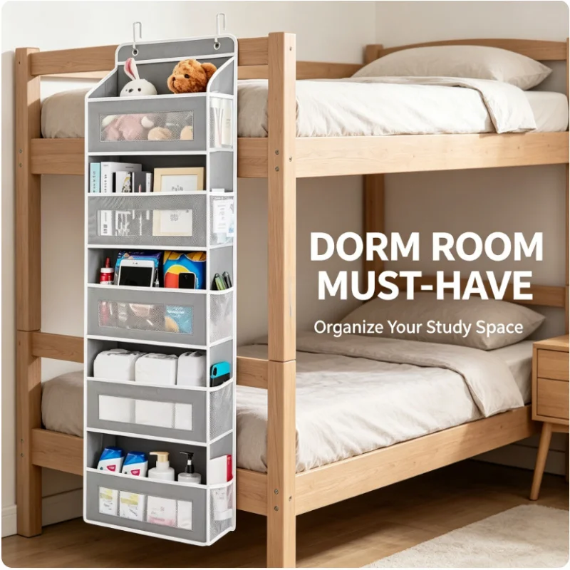 5-Tier Hanging Closet Organizer 1Pc Fabric Door Storage Shelves with Pockets Multi-Pocket Space Saver for Pantry Bedroom Kitchen