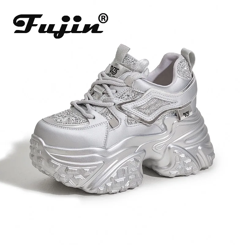 

Fujin 10cm 4 inch Chunky Sneakers Comfortable Non Slip Heel Platform Sneakers for Women Casual Shoes Fall Winter Warm Insulating