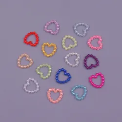 Mix color 100pcs 11MM Heart Shape Loose Beads ABS Imitation Pearl Flat-back Beads DIY Jewelry Craft Scrapbook Decoration