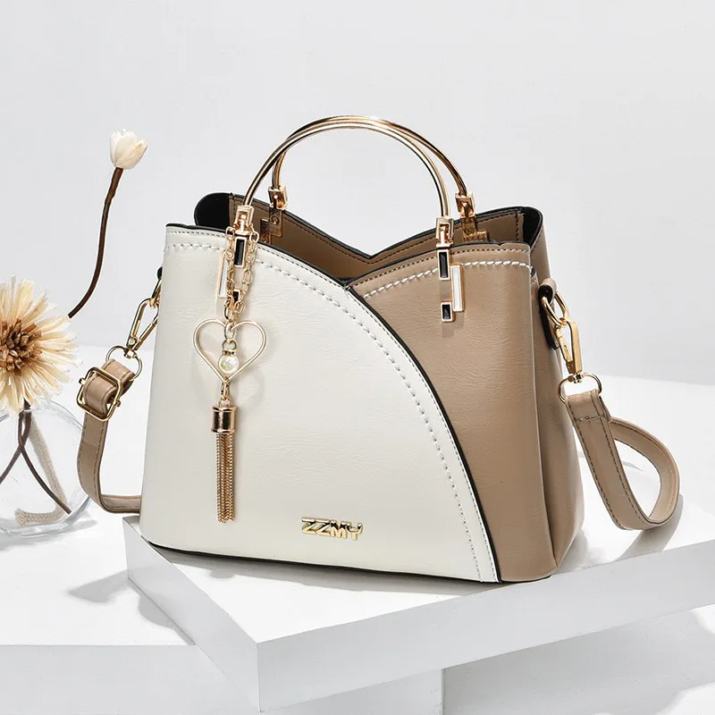 Trendy Handbag Korean Style Color-Block Large Capacity Women's Fashionable Single Shoulder Crossbody Bucket Bag