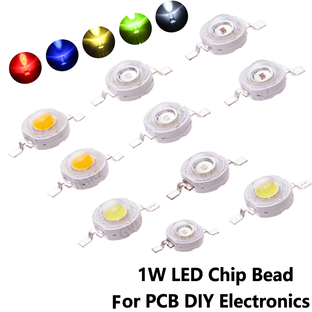 10PCS 1W LED Chip Bead White Red Yellow  for PCB DIY Electronics  Blue Green