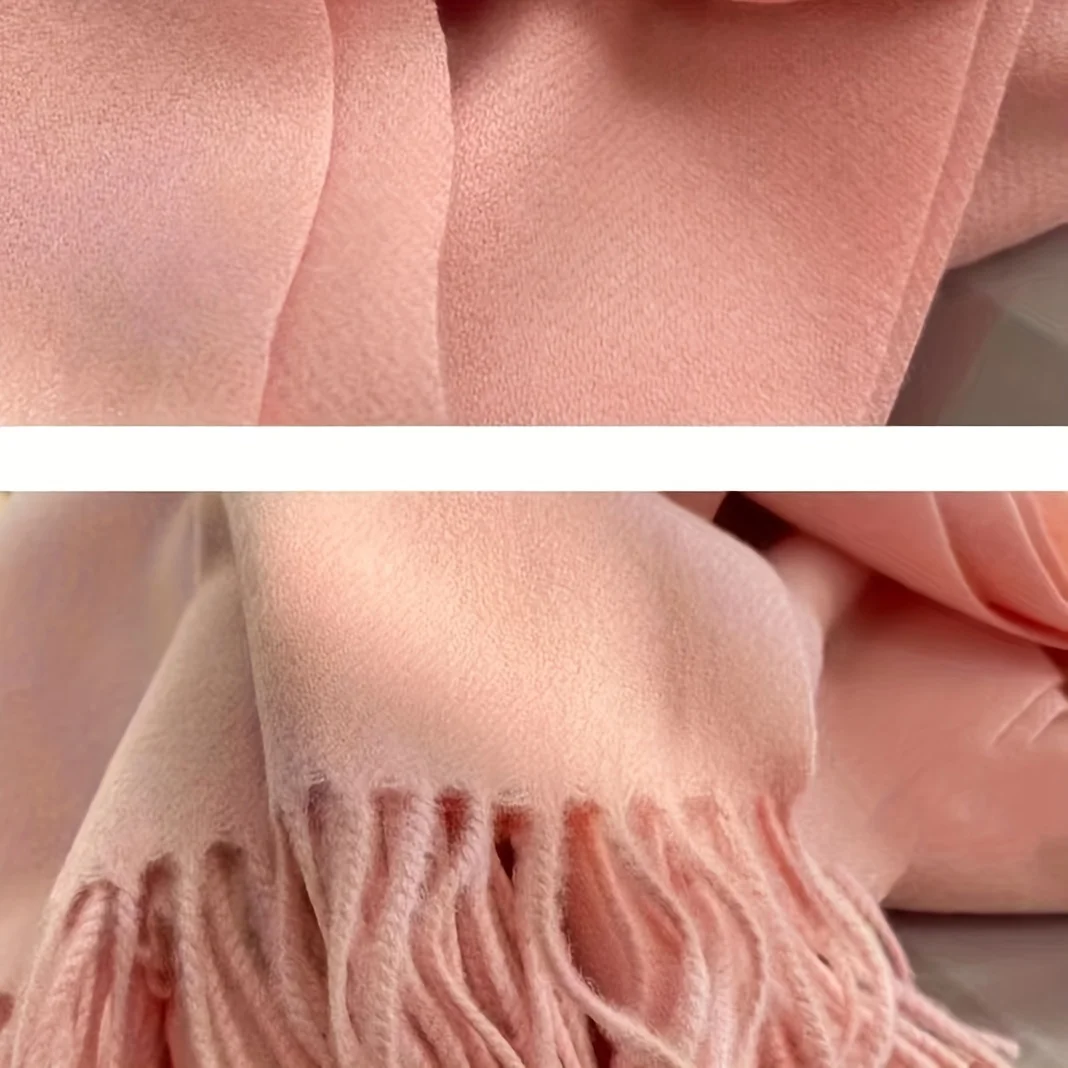 Winter Cashmere Solid Color Pashmina Tassel Scarf Cold Weather Scarves Wraps Women Girls Her Thicken Warm Shawl Wrap