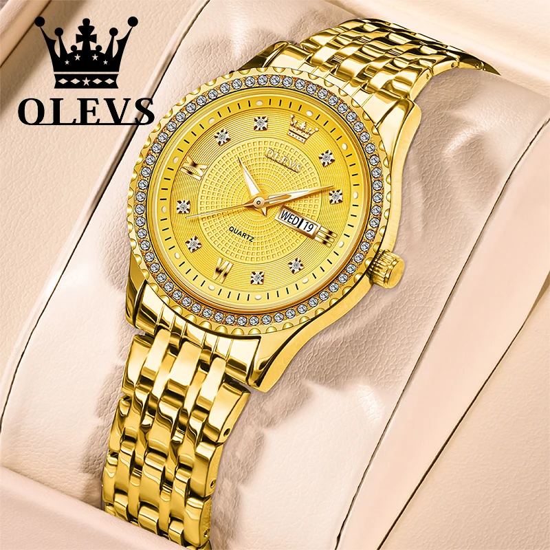 OLEVS Elegant Top Brand Women\'s Quartz Watches Stainless Steel Trend Fashion Waterproof Watch for Women Casual Lady Wrist Watch