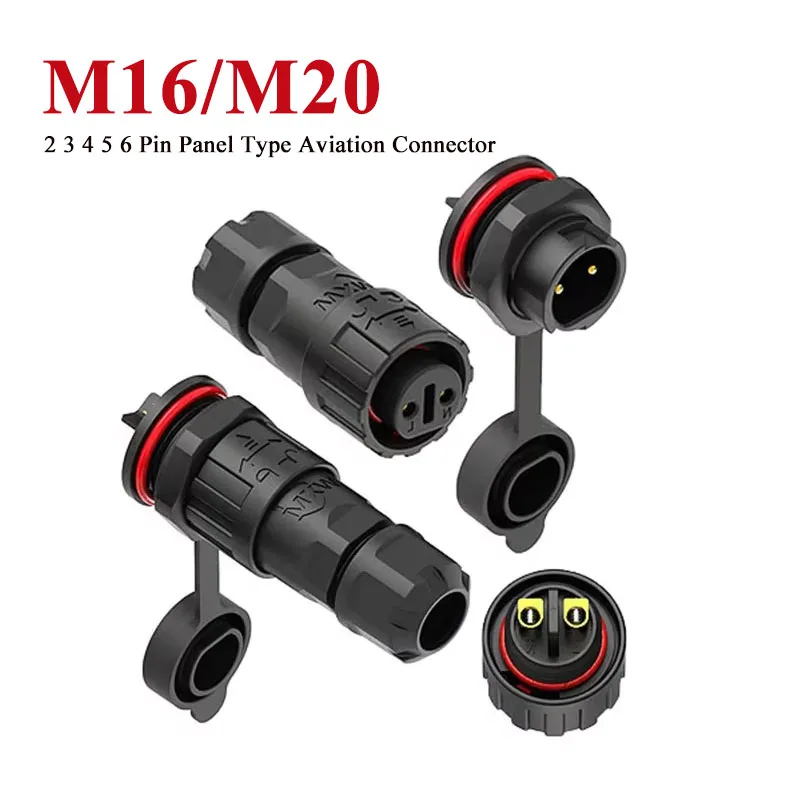 Waterprof M16 2 3 4 5 6pin Self-locking Connector IP67 M2010/15/25A Panel Front/Rear Aviation Plug Socket Solder-free Butt Joint