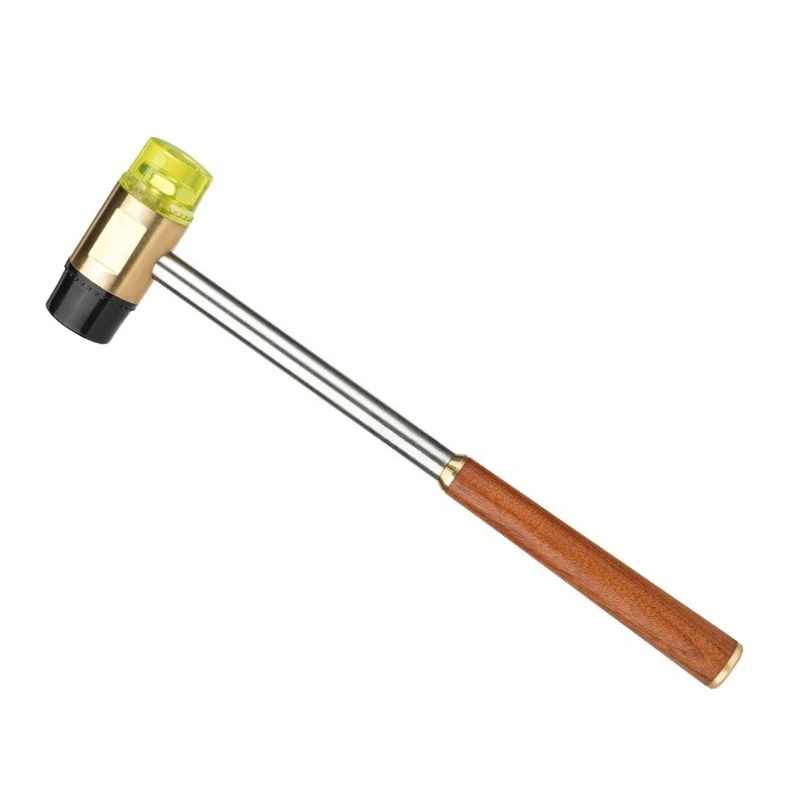 Multifunctional Woodworking Hand Hammer Solid Wood Handle, Stainless Steel & Brass Hammer for Tile Installation