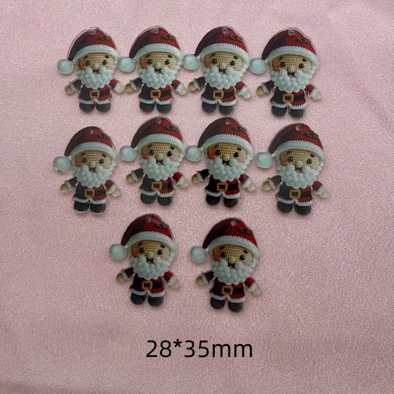 10 قطع من قلادة سانتا كلوز من الأكريليك لعيد الميلاد، إكسسوارات سلسلة مفاتيح على شكل قلادة وأقراط يمكنك صنعها بنفسك