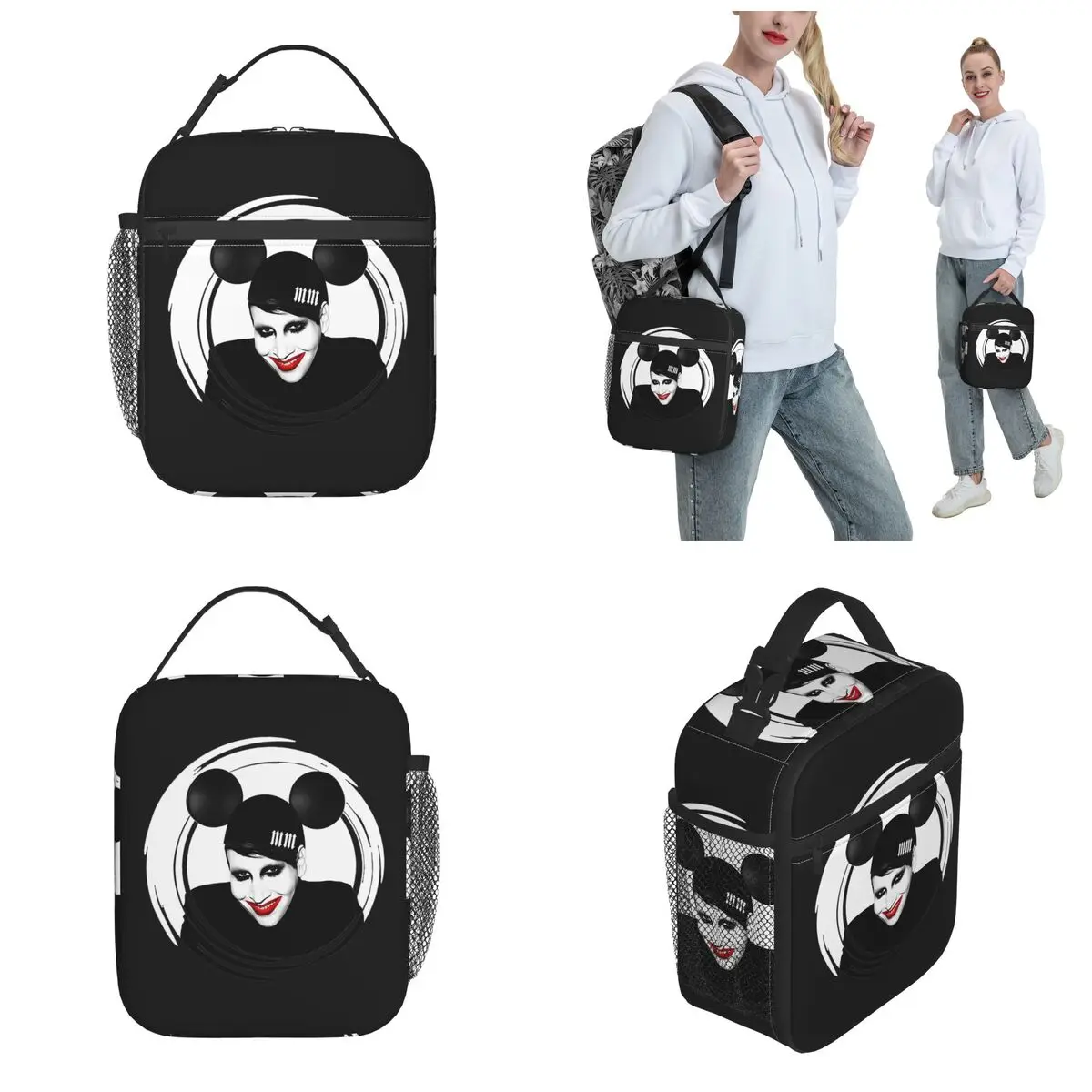 Marilyn Manson Mouse Head Insulated Lunch Bag Food Container Portable Cooler Thermal Lunch Box For Picnic