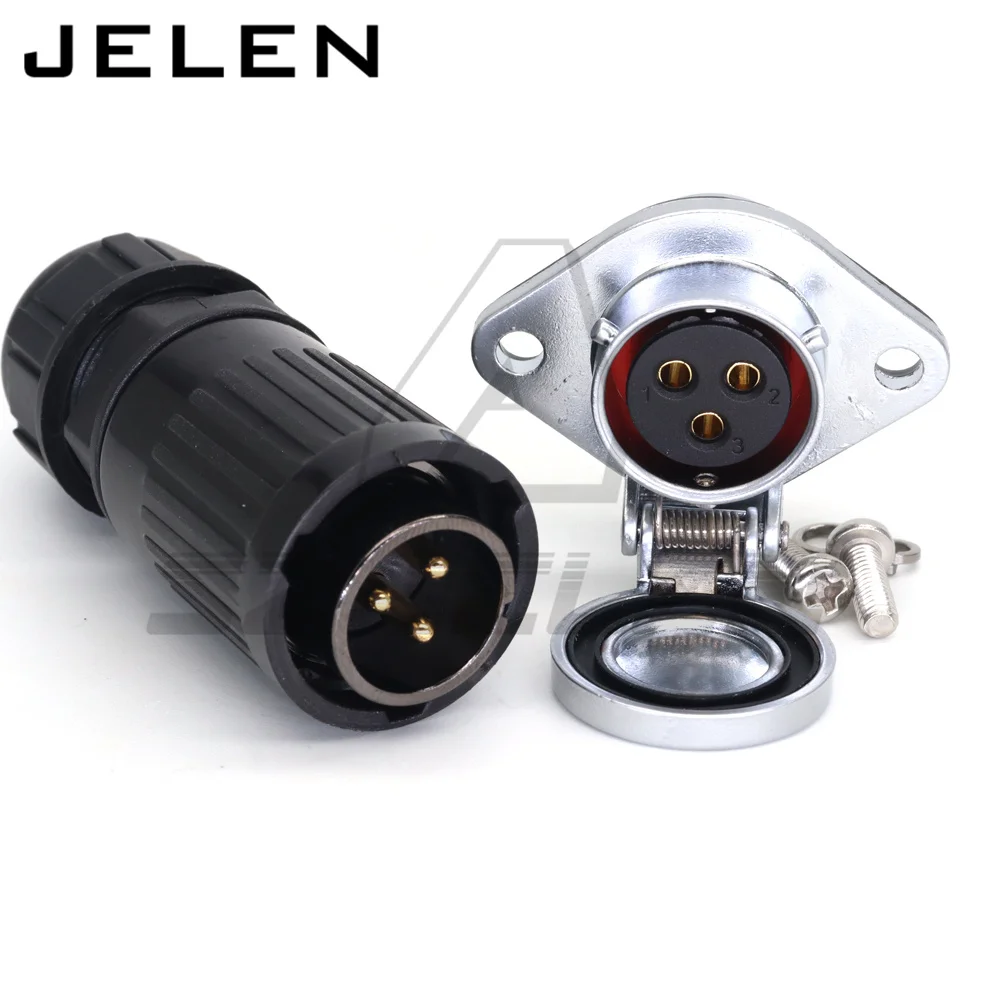 HE20, 3pin waterproof connector plug and socket, wire waterproof connector, 3 pin cable wire connector,30A power connector IP55