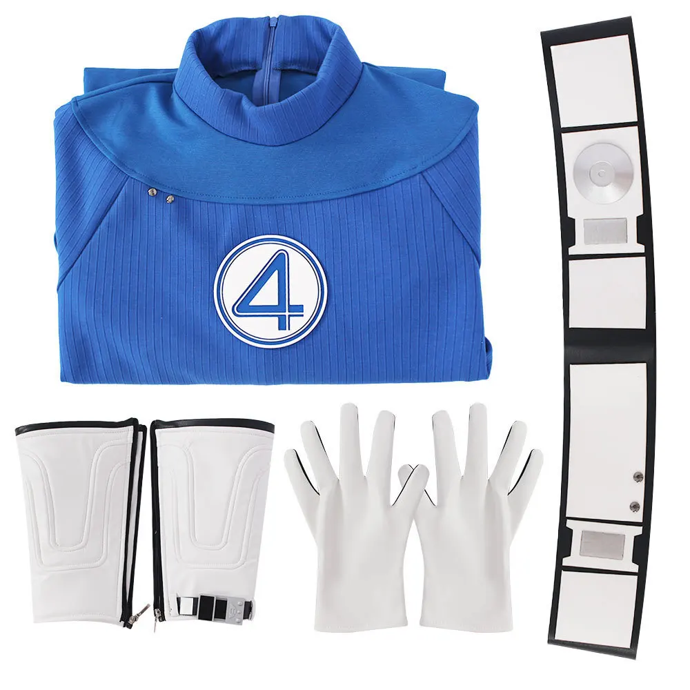 Film Fantastische Cos Vier Reed Richards Cosplay Kostüm Blau Overall Fullset Superhero Zentai Party Unsichtbare Mann Overall Cos