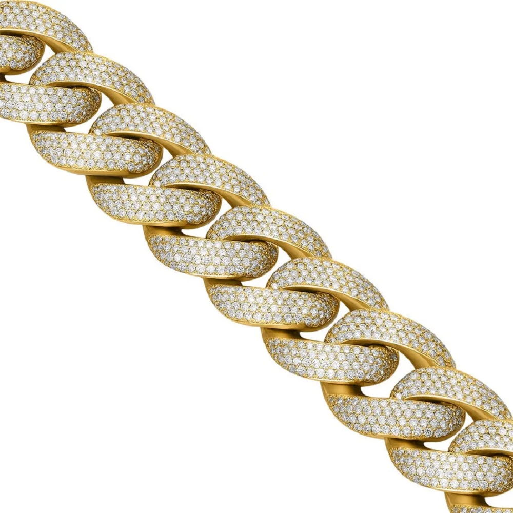 Moissanite D Color VVS1 16mm Miami Cuban Link Chain Necklace 14K Gold Vermeil 925 Silver Hip Hop Jewelry...