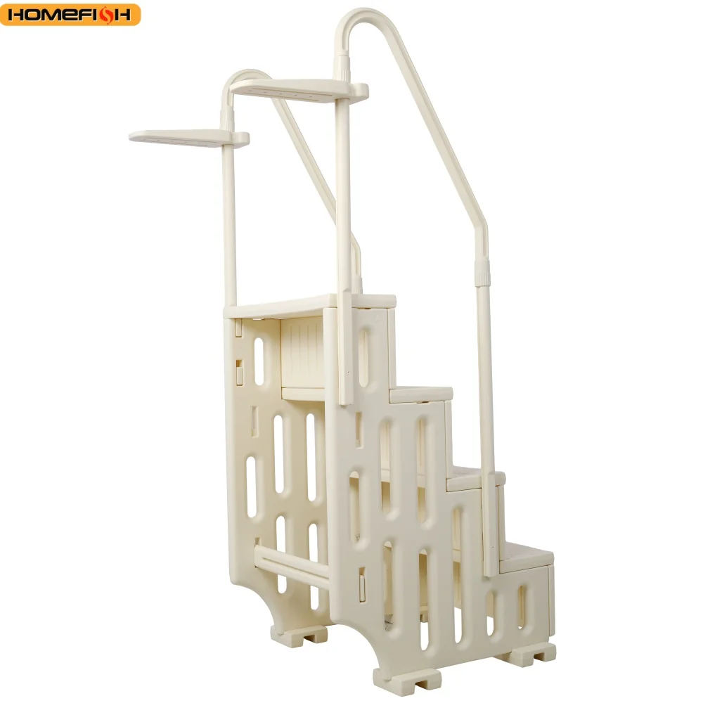 VEVOR Escalera para Piscina, 4 Escalones con Pasamanos Dobles Resistentes Antideslizantes, Carga 181,4kg, para Piscinas Enterradas Elevadas con Cualquier Superficie Cubierta, 874 x 808 x 1985 mm