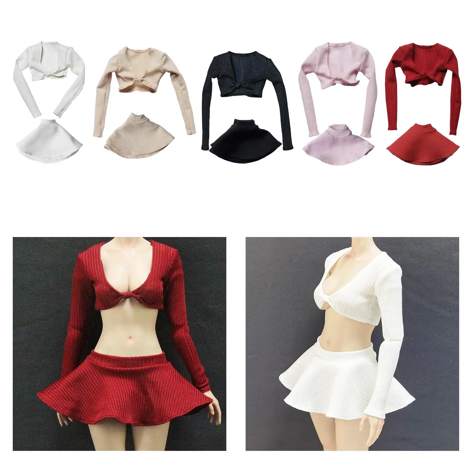 

1/12 укороченная рубашка и юбка, миниатюрная модная одежда, стильное платье в стиле ретро для женских кукол 12 дюймов, аксессуар для фигурки, костюм