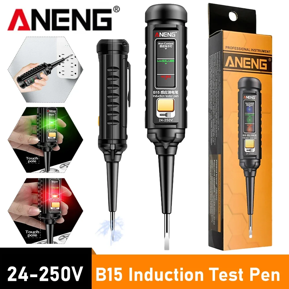 

ANENG B15 индукционная ручка Teste, цветной свет, профессиональное обнаружение напряжения переменного тока, электрик, отвертка, инструменты для тестирования