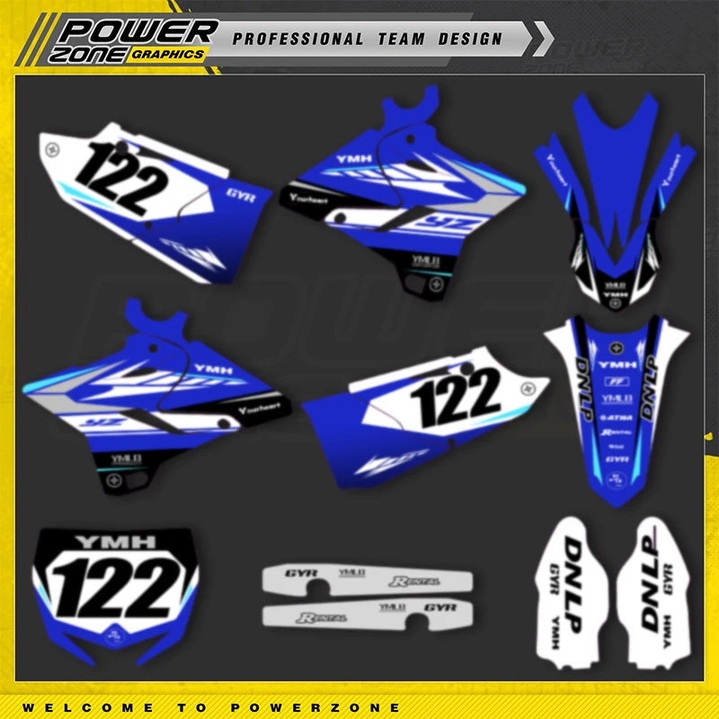 PowerZone 커스텀 팀 그래픽 배경 데칼, 3M 스티커 키트, YAMAHA 2015-2021 YZ125-250 16-21 YZ250X 047